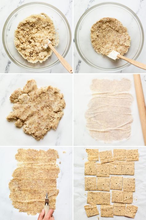 Homemade almond flour crackers with 3 simple ingredients: almond flour, flaxseed and salt. They’re low-carb, gluten-free and delish! Almond Flower Crackers, Almond Flour Crackers Keto, Low Carb Almond Flour Crackers, Almond Flour Crackers Vegan, Keto Crackers Recipe Almond Flour Mozzarella, Keto Flaxseed Crackers, Almond Flour Crackers, Healthy Crackers, Low Carb Crackers