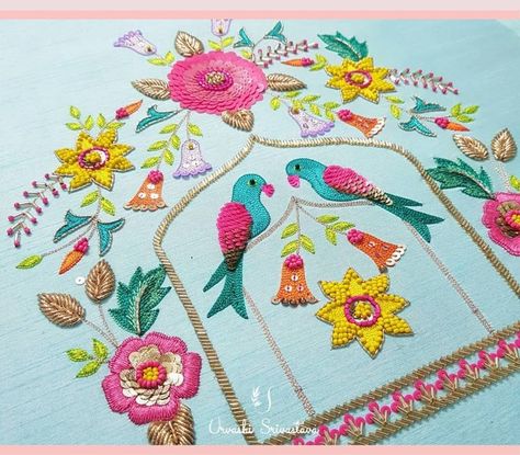 Kutch Work Designs, Hand Beaded Embroidery, Diy Embroidery Designs, Bead Embroidery Tutorial, Hand Embroidery Patterns Flowers, Hand Embroidery Videos, Handmade Embroidery Designs, Hand Work Embroidery, Embroidery Neck Designs