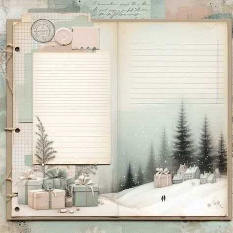 Free Printables + AI Art Sharing | Nostalgic Christmas journal pages, free to use as you like. | Facebook Winter Journal Ideas, Christmas Journal Pages, Winter Journal, Nostalgic Christmas, Christmas Journal, Journal Pages, Journal Ideas, Free Printable, Free Printables