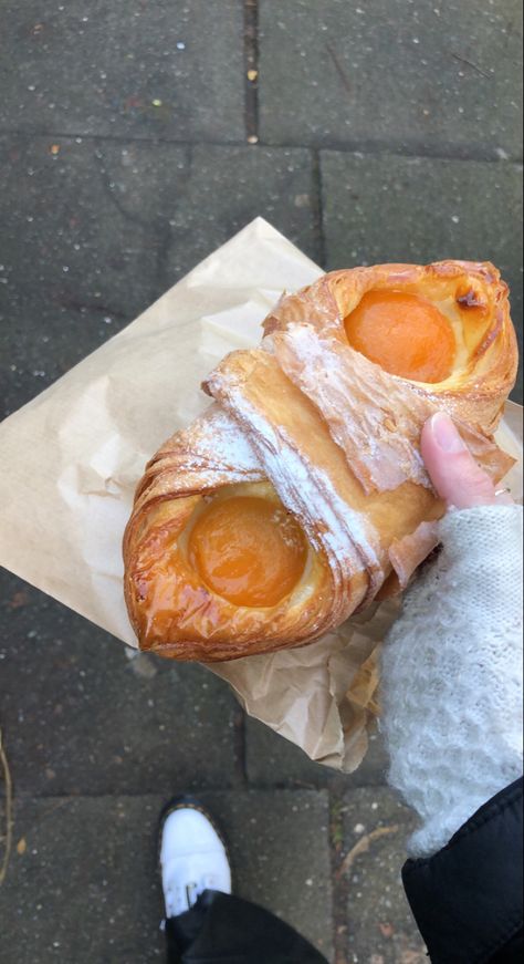 French Brunch Aesthetic, Bakery Breakfast Aesthetic, British Culture Aesthetic Food, Danish Pastry Aesthetic, Germany Snacks, French Food Asethic, Apricot Aesthetic, Apricot Danish, Aesthetic Pastries