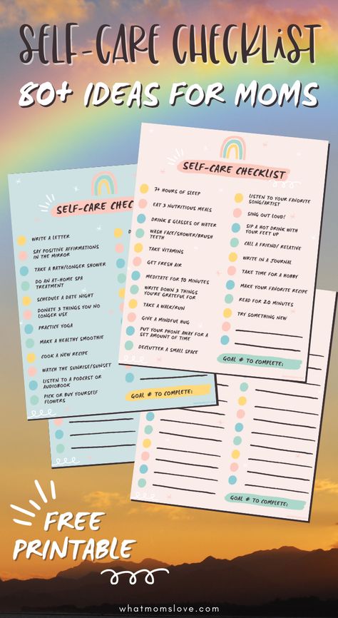 Self Care Ideas for Moms | Free Printable Checklist for women to use daily or weekly to create a self-care routine. Lots of tips for things to do to better take care of yourself, including a healthy vitamin routine! #selfcare #freeprintable #careofpartner Self Care Printable Free, Self Care Checklist Free Printable, Weekly Self Care Checklist, Counseling Printables, Vitamin Routine, Reinvent Myself, Daily Self Care Routine, Beauty Planner, Checklist Ideas