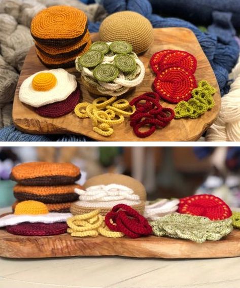 Crochet Mashed Potatoes, Banana Shop, Wishlist Ideas, Beef Patty, Crochet Food, Brioche Buns, Zero Calories, Wool Shop, Real Ingredients