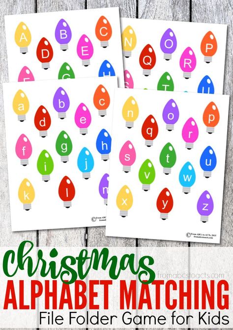 Practice the letters of the alphabet while celebrating the holidays with this fun, printable Christmas themed alphabet matching file folder game! Christmas Phonics, Teach Alphabet, Elf School, Prek Christmas, Christmas Learning, Preschool Christmas Activities, Christmas Units, Christmas Lesson, File Folder Activities