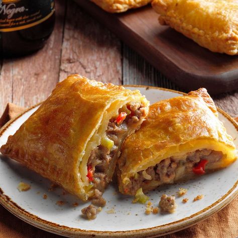 Meat Pies With Puff Pastry, Louisiana Meat Pies, Puff Pastry Meat Pies Ground Beef, Air Fryer Meat Pies, Meat Pies Easy Puff Pastries, Cajun Meat Pies, Louisiana Meat Pie Recipe, Meat Pies Ground Beef, Stuffed Meat