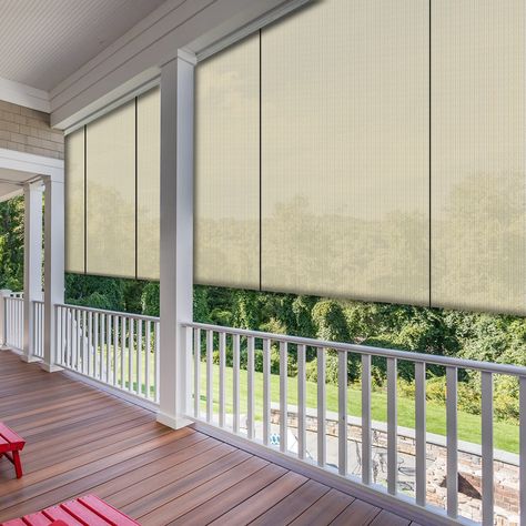 PRICES MAY VARY. [PREMIUM QUALITY] This roller shade is made of 220 gsm breathable fabric with sun protection and heat insulation, available in sizes 4'-8'(w) and 5'-15'(L), and will last for long time (sizes can be customized). NOTE: Our patio shade roll up is folded in the package, please open the package first when checking the size of the product you received. [UV PROTECTION] The roll up blind can block harmful UV rays while providing good pravicy and creating a comfortable environment for y Deck Transformation, Roll Up Blinds, Screened Room, Patio Shades, Outdoor Patio Shades, Exterior Balcony, Yard Deck, Porch Balcony, Deck Porch