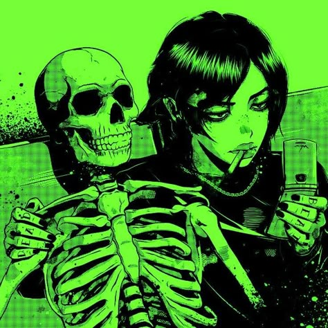 Skeleton, Neon, Green