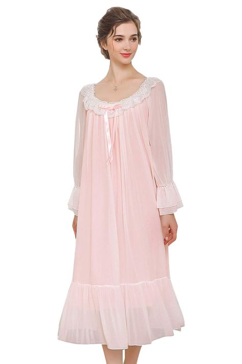 Victorian Sleepwear, Cute Nightgowns, Sheer Nightgown, Princess Nightgowns, Layers Long, Sleeping Gown, Victorian Nightgown, Cotton Nightwear, Night Gown Dress