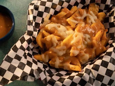 Get Disco Fries Recipe from Food Network Disco Fries Recipe, Valerie's Home Cooking Recipes, Disco Fries, Starchy Sides, Frozen French Fries, Food Net, Valerie Bertinelli, Fries Recipe, Poutine