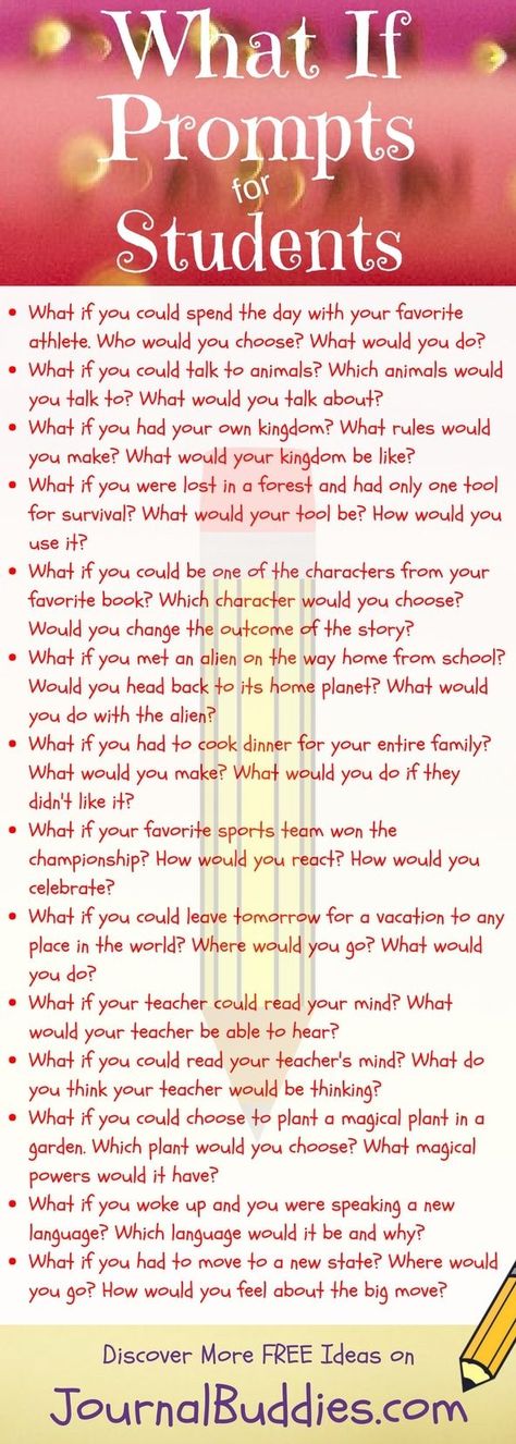 These "What if" statements are fun for kids because they allow them to imagine different scenarios and transcribe them in their journals. It encourages them to think creatively and to get out of their comfort zone while writing. They are useful for elementary school journals as well as middle and high school journals. High School Journal, Writing Club, Journal Prompts For Kids, Journal Topics, High School Writing, School Journals, Homeschool Writing, Fun Questions, Memoir Writing