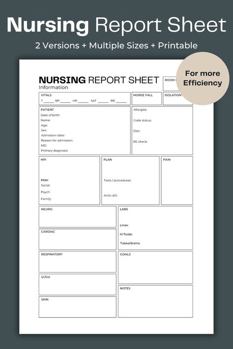 Patient Report Sheet, Nurse Study, Nurse Report Sheet, Nurse Study Notes, Iv Fluids, Medina Mosque, Information Overload, Nursing Study, Vital Signs