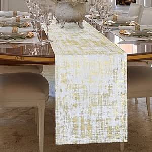 Amazon.com: White and Gold Tabler Runners for Christmas Decoration Indoor,Modern Glam Xmas Seasonal Decor,Textured Velvet Cloth Table Runner for Dining Party,72 Inch Long : Home & Kitchen Glam Table Decor, Dining Table Decor Modern, Cloth Table Runner, Gold Table Runners, Glam Christmas Decor, Dining Table Gold, Christmas Dining Table, Outdoor Table Runner, Velvet Cloth