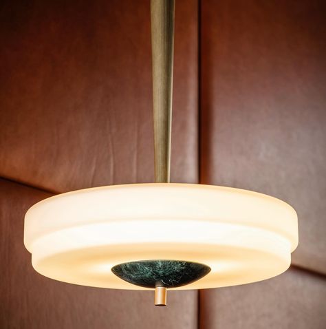 Bert Frank’s Trave Pendant is crafted using an opal glass shade with a spherical marble detail, all suspended from a fluted brass stem. It produces a soft ambient light effect that is warm and inviting in any space. ✨ Bert Frank, Marble Detail, Diy Pendant Light, Unique Tables, Luminaire Design, Suspension Light, Brass Lamp, Ambient Light, House And Home Magazine