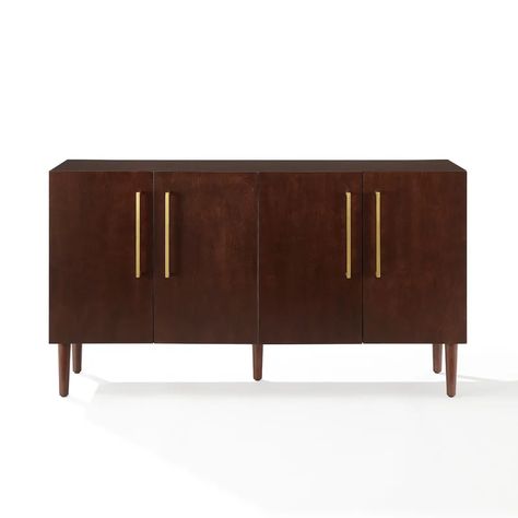 Crosley Everett 58'' Wide Sideboard | Wayfair Modern Wood Sideboard, Large Cabinets, Brown Dining Room, Bar Hardware, Dining Room Sideboard, Wide Sideboard, Dining Room Buffet, Inside Cabinets, Classic Bar