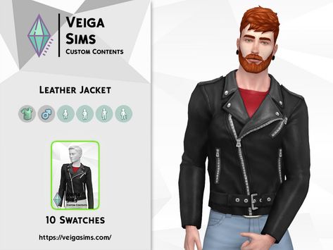 Sims 4 Male Leather Jacket, Sims 4 Leather Jacket, Sims 4 Cc Hair, Sims 4 Male Clothes, Sims 4 Challenges, Male Tops, Clothing Male, Pelo Sims, Male Clothes