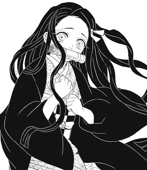 Nezuko Kamado, Kimetsu No Yaiba, Black And White, White, Black