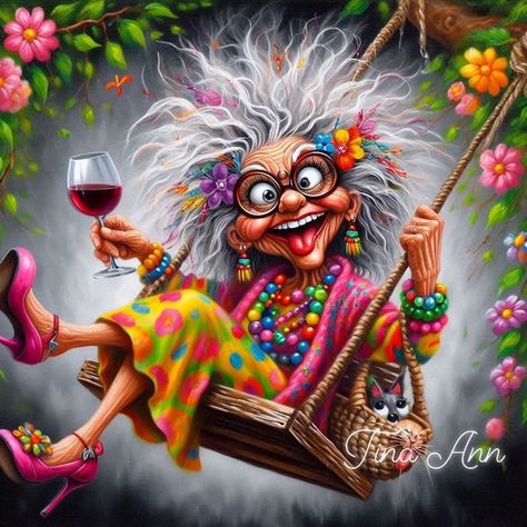 Funny Morning, Bestie Board, Cartoon Grandma, Funny Morning Pictures, Cartoon Crazy, Grandma Fashion, Funny Good Morning Quotes, Blank Slate, Cute Paintings