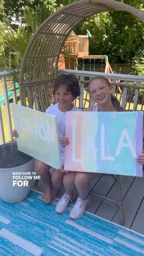 Shannon Doherty | TAPE NAME PAINTING HACK🎨 SAVE this fun summer activity to make with your family!! These come out so cute and are easy to make! The mess… | Instagram Painter Tape Activities, Tape Name Painting, Painters Tape Hack, How To Use Masking Tape In Painting, Using Masking Tape In Art, Name Paintings, Fun Summer Activities, Summer Bucket, Finger Painting