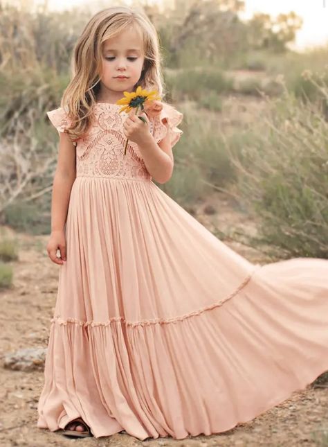 Little Girls Boho Dress Girls Gypsy Dress Princess Dress - Etsy Waldorf Birthday, Flowergirl Dress, Lucy Rose, Curvy Wedding, Nerdy Wedding, Boho Flower Girl, Long Flower Girl Dresses, Bear Wedding, Macy Dresses