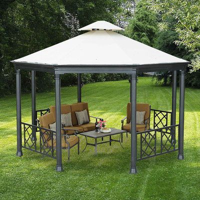 Sunjoy Waverly Octagonal 11 Ft.H x 14 Ft.W x 12 Ft.D Metal Permanet Gazebo Metal Gazebo Ideas, Gazebo Ideas Backyard Outdoor, Gazebo Ideas Backyard, Metal Gazebo, Gazebo With Fire Pit, Permanent Gazebo, Diy Gazebo, Modern Gazebo, Portable Gazebo