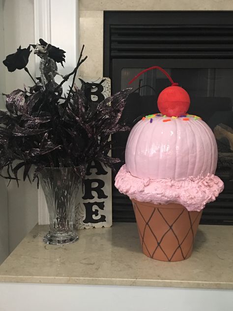 Pumpkin decorating. Using clay pot as the cone foam insulation and spray paint Barbie And Ken Pumpkin Decorating, Ballerina Pumpkin, Barbie Pumpkin, Pumpkin Challenge, Pumpkin Inspo, Pumpkin Diy, Pumpkin Contest, Pumpkin Decorations, Challenge Ideas