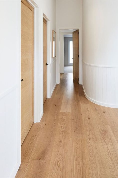 Modern hallway with the 'Light House' by @loughlinfurniture. Featured is Genuine Oak Engineered Flooring in Western. Vj Panelling, Rustic Oak Flooring, Oak Floorboards, Blue Space, Engineered Flooring, Tongue And Groove, Oak Floors, Light Oak, Modern House Design