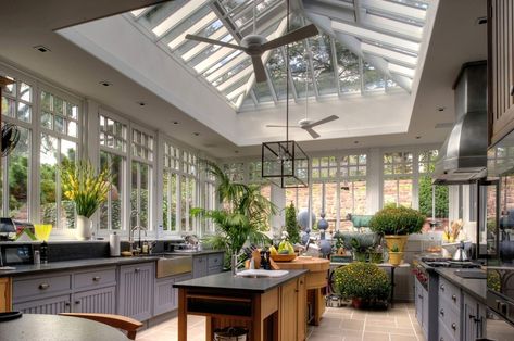 30 Cozy Cottagecore Kitchen Ideas - Foter Conservatory Kitchen Ideas, Kitchen Greenhouse, Greenhouse Kitchen, Conservatory Kitchen, Conservatory Design, Sunroom Designs, Lots Of Windows, Dark Kitchen, Rustic Farmhouse Kitchen