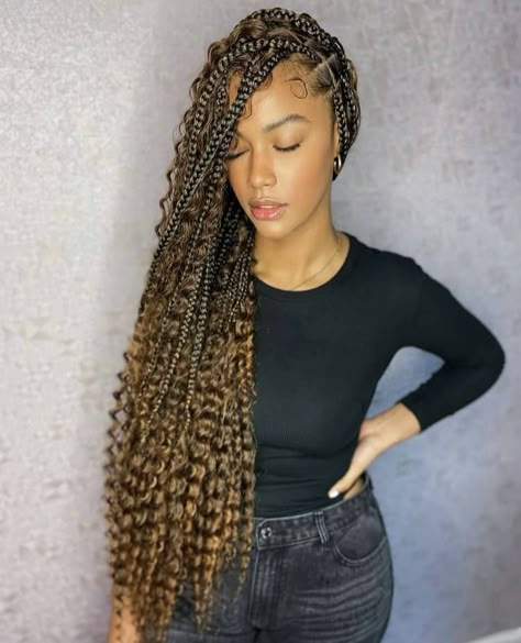 How to Bohemian Braids & 45 Bohemian Braids Protective Hairstyles Honey Blond Knotless Braids, Ombre Bohemian Knotless Braids, Ombre Boho Knotless Box Braids, Knotless Bohemian Box Braids With Color, Bohemian Fulani Braids, Bohemian Knotless Braids With Color, Large Bohemian Knotless Braids, Bohemian Goddess Braids, Knotless Bohemian