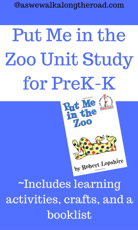 PreK-K unit study for the book Put Me in the Zoo; includes learning activities, booklist, and crafts Storybook Activities, Literature Unit Studies, Zoo Crafts, Story Crafts, Zoo Book, Zoo Activities, Preschool Units, Spring Preschool, Study Ideas