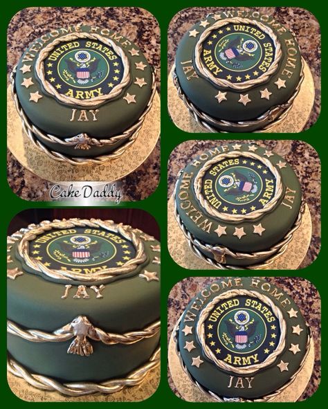 Alexis Franklin, Ivy Cake, Army Graduation, Army Birthday Cakes, Army Themed Birthday, Welcome Home Cakes, Deployment Party, Welcome Home Soldier, Military Retirement Parties