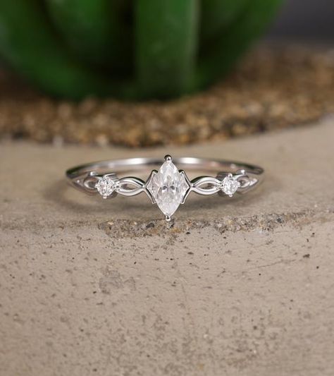 Marquise cut gemstone Moissanite engagement ring Simple ring Vintage ring Art deco ring White Gold ring Diamond ring Anniversary ring Gift We are on BLACK FRIDAY SALE👍 https://www.etsy.com/shop/GemsOdes?ref=l2-shopheader-name§ion_id=1 Jewellery Hangers, Long Jewellery, Simple Unique Engagement Rings, Vintage Moissanite Engagement Ring, Moissanite Engagement Ring White Gold, Jewellery Shops, Jewellery Maker, Yonge Street, Simple Rings