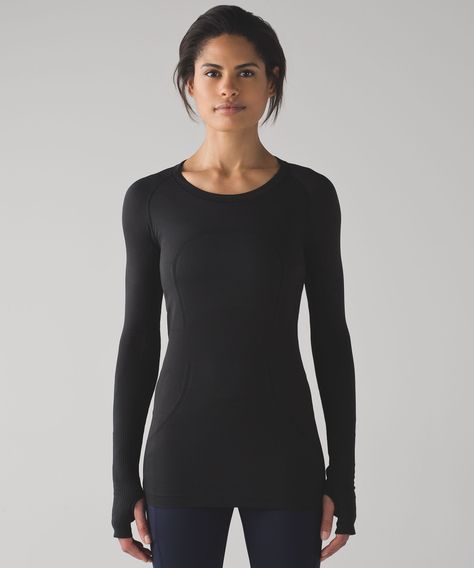 We designed this anti-stink,  long-sleeve layer with running  (and sweating) in mind. Workout Capsule, Black Long Sleeve Outfit, Cloth Armor, Blake Anderson, Barre Instructor, Lululemon Swiftly Tech Long Sleeve, Swiftly Tech Long Sleeve, Ice Dancing, Swiftly Tech Short Sleeve