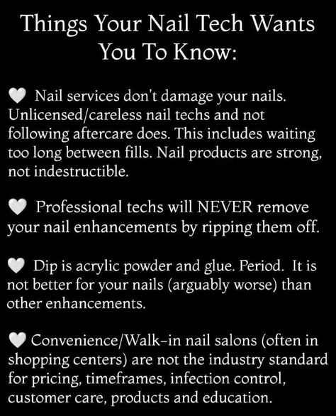 Acrylic Nails Aftercare, Nail Tech Rules For Clients, Nail Astetic, Nail Tech Policies, Nail Tech Notes, Nail Facts, Nail Knowledge, Nail Notes, Nail Tech Humor