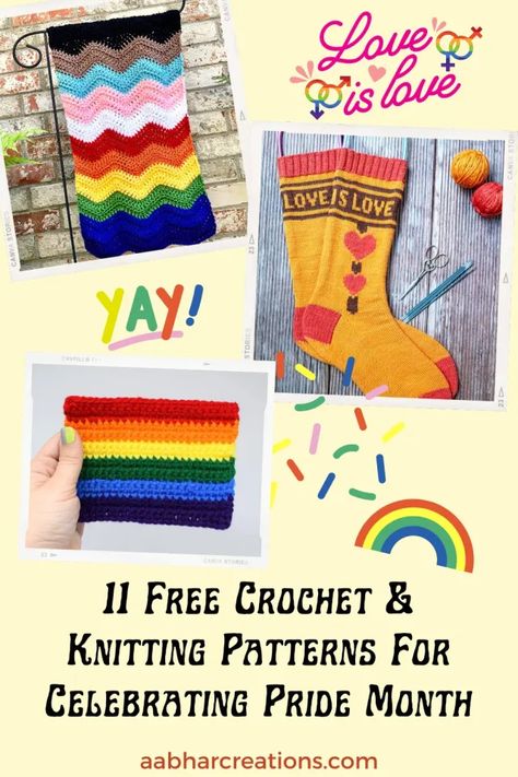 Free Patterns for Celebrating Pride Month | Aabhar Creations Knitting For Charity, Crochet Tutorial Pattern, Sewing Fleece, Crochet Bouquet, Crochet And Knitting, Crochet Hats Free Pattern, Crochet Instructions, Diy Crochet Projects, Crochet Hat Pattern