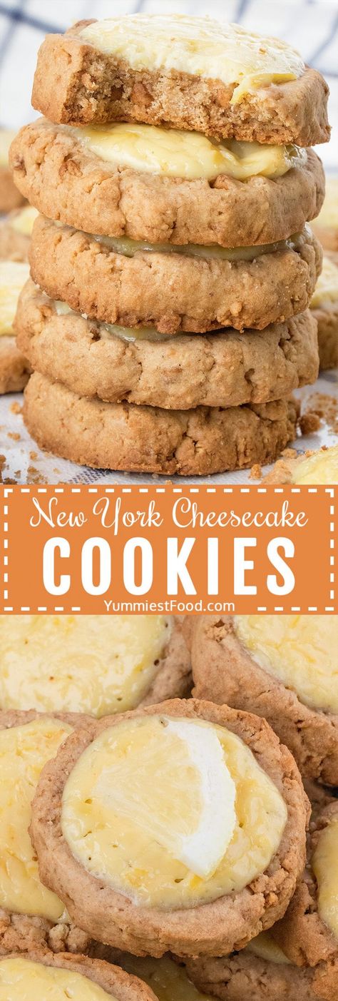 Cookies Cheesecake, Cheesecake Cookies Recipes, Biscotti Cheesecake, Crispy Cookies, Salty Cake, Cheesecake Cookies, New York Cheesecake, Cream Desserts, Lemon Cream