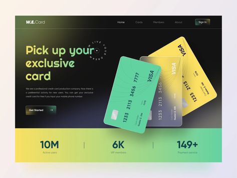 Web Design for W.E.Card【demo】 by Guzion on Dribbble Credit Card Website Design, Credit Card Website, Ui Ux Website, Blog Post Template, Web Design Typography, Credit Card Design, Virtual Card, Website Header, Membership Card