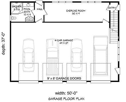 Garage Plan 51454 - 4 Car Garage 4 Car Garage, Workshop Plans, Garage Dimensions, Electrical Layout, Garage Plan, Electrical Plan, Building Section, Family House Plans, Garage Plans