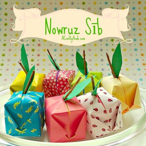 Nowruz Sib Tutorial by A Crafty Arab. Celebrate the Persian holiday of Nowruz with this fun tutorial for origami apples, one of the items placed on a half sin table. Origami Apple, Nowruz Crafts, Square Origami, Happy Nowruz, Haft Sin, Haft Seen, Toddler Montessori, Celebration Around The World, Playdough Recipe