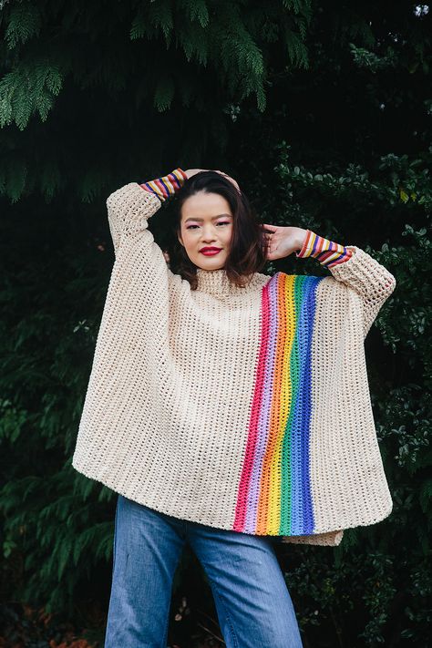 Ravelry: Colours of The Rainbow Poncho by Cassie Ward Witch Crochet, Crochet Jumper Pattern, Colours Of The Rainbow, Crochet Jumper, Jumper Patterns, Crochet Poncho Patterns, Rainbow Crochet, Poncho Pattern, Poncho Tops