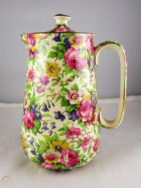 Chintz Decor, Antique China Dishes, Cottage Eclectic, Beautiful Crockery, Elegant Tea Set, Toby Jugs, Pitcher With Lid, Grand Millennial Style, Chintz Pattern