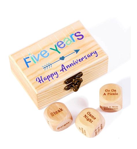 YWHL WEDDING Anniversary Present Wooden 5 Year Anniversary Gift Ideas For Him, Wood Anniversary Gifts, 5 Year Wedding Anniversary, Dice Gifts, Wood Dice, 5 Year Anniversary Gift, Couple Presents, 5 Year Anniversary, 5th Anniversary