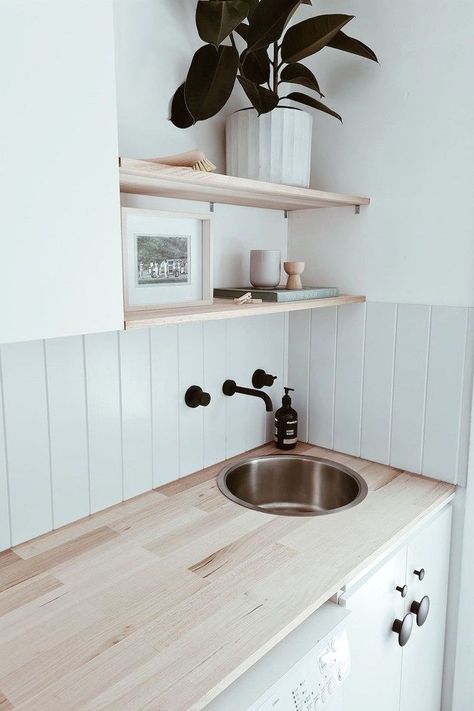 #laundryroom #diy #laundryroomideas Bunnings Laundry, Cool Laundry Room, Laundry Room Wallpaper Ideas, Laundry In Kitchen, Laundry Cupboard, Organization Laundry, Laundry Makeover, Laundry Room Wallpaper, Closet Laundry