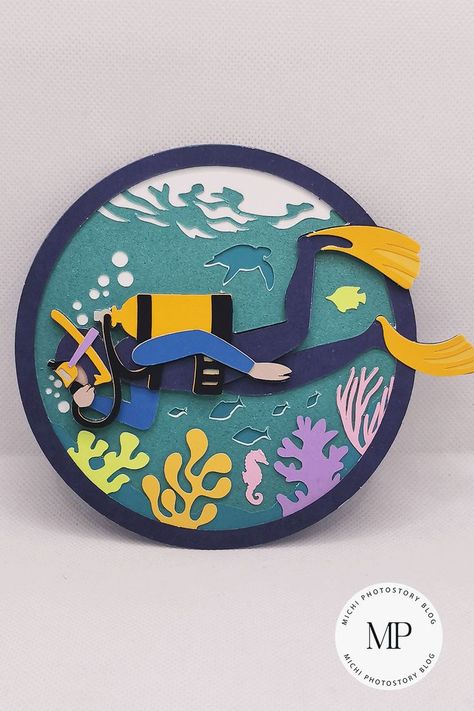 Scuba Diver Layered Craft 3D Scuba Diver Layered Craft Shadow Box Cake Topper Vbs Ocean Theme, Ocean Vbs, Bear Birthday Card, Birthday Card Svg, Birthday Party Clipart, August Crafts, Summer Decorations, Dive Resort, Bear Birthday Party