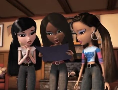 Bratz Trio Pfp, Bratz Nicknames, Bratz 3 Girl, Bratz Reaction Pics, Bratz Trio, Bratz Movie Cartoon, Bratz Reaction, Bratz Meme, Bratz Mood