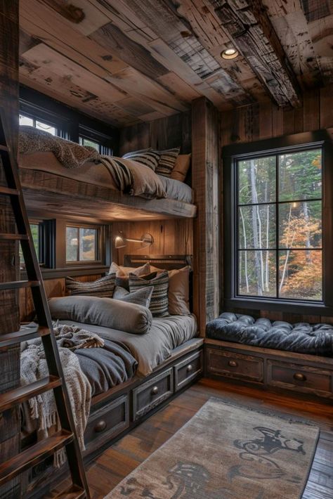 Bavarian Cabin, Barn Bedroom Ideas, Hostel Design Ideas, Cabin Bedroom Ideas, Bunkhouse Ideas, Compound Design, Room With Bunk Beds, Hostel Design, Bunk Room Ideas