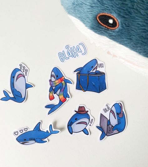 BLAHAJ Shark Sticker Set - A set of 3 cute shark stickers perfect for decorating your laptop, water bottle, or any other surface. #blahaj #ikeashark #sharkdecor . #Blahaj_Drawing #Blahaj_Pfp #Blahaj_Shark #Ikea_Shark Blahaj Drawing, Silly Keychains, Blahaj Shark, Ikea Shark, Shark Stickers, Fantasy Character Names, Shark Decor, Shark Drawing, Unique Stickers