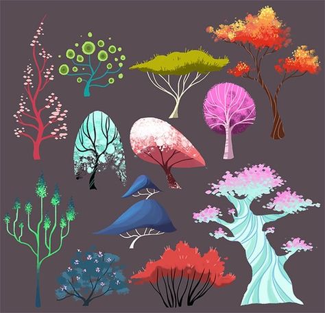 Description Tree Concept Art, Unusual Trees, Seni Dan Kraf, 3d Drawings, Arte Sketchbook, Tree Drawing, Arte Fantasy, Plant Art, 판타지 아트