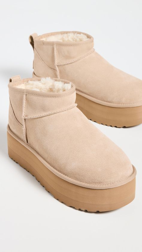 Cannot be shipped outside the USAUpper: CowhidePull tabsDebossed logo patchRound toeEVA soleImported, VietnamThis item cannot be gift-boxedStyle #UGGGG30289 Cute Winter Shoes, Preppy Christmas Gifts, Platform Ugg, Platform Uggs, Ugg Platform, Light Grey Leggings, Short Uggs, 2024 Wishlist, Ugg Classic Ultra Mini