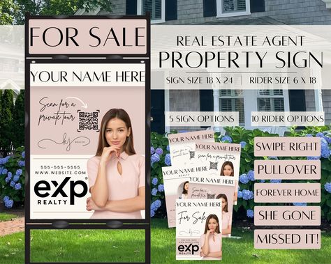 Home For Sale Sign, Real Estate For Sale Signs Ideas, Real Estate Riders, Real Estate For Sale Signs Design, For Sale Real Estate Signs, Realtor For Sale Signs, Realtor Yard Signs, Real Estate Yard Signs Design, Open House Signs Real Estate