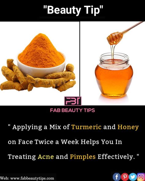 The combination of honey and turmeric is considered to be effective against acne as both of them boast antibacterial, anti-inflammatory, and antioxidant properties. Most people use a turmeric-honey mask for acne as it's the simplest way of applying both of them directly to the skin. #acne #acnescars #acnetreatment #pimples #pimplesremover #pimplesolution #beautytip #beautyhacks #fabbeautytips #beautytips #getridofacne #acneprevention #acnemarks #acnetips Night Face Mask, Honey And Turmeric, Remedy For Acne, Pimple Solution, Mask For Acne, Turmeric Mask, Turmeric And Honey, Turmeric Face Mask, Honey Mask