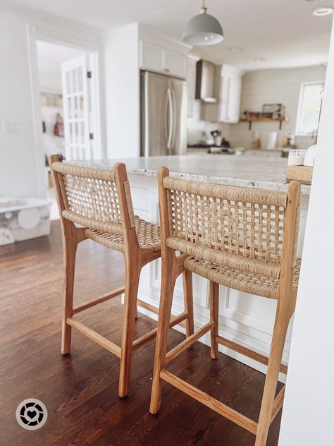 Coastal Bar Stools, Kitchen Barstools, Wood Barstools, Island Bar Stools, Woven Bar Stools, Ranch Homes, Rattan Bar Stools, Bar Stools Kitchen Island, Shop Stool